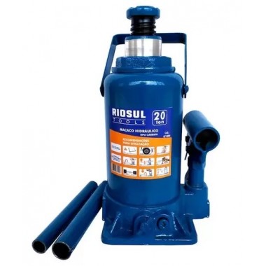 MACACO HIDRÁULICO GARRAFA 20 TONELADAS 435MM COM ALAVANCA R070008 RIOSUL TOOLS