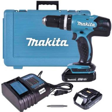 PARAFUSADEIRA/FURADEIRA DE IMPACTO 18V 2 BATERIAS E CARREGADOR DHP453Y001 MAKITA