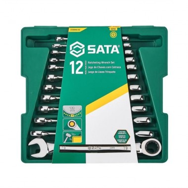 12 CHAVES COMBINADAS COM CATRACA 8MM AO 19MM  ST09040-02 SATA