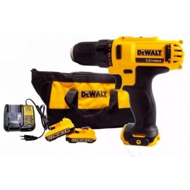 FURADEIRA PARAFUSADEIRA 3/8" 10 MM + 2 BATERIAS 12V + CARREGADOR + BOLSA  - DCD710D2-BR DEWALT