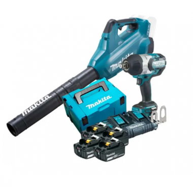 CHAVE IMPACTO 3/4" E SOPRADOR 4 BATERIAS 18V E CARREGADOR DUB362-DTW1001 MAKITA