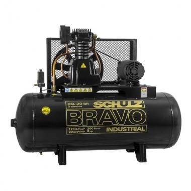 COMPRESSOR 200L 20PCM 175 LBS COM MOTOR 5HP TRIF 220V/380V BRAVO CSL 20BR SCHULZ
