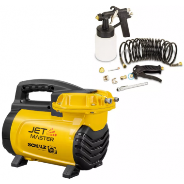 COMPRESSOR AR PORTÁTIL 500W 110V KIT PINTURA E ENCHER DE AR JET MASTER SCHULZ