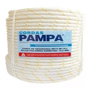 CORDA PARA FIXAÇÃO DE TRAVA QUEDA 12MM 100METROS CARGA DE 2200KGF NR18 PAMPA